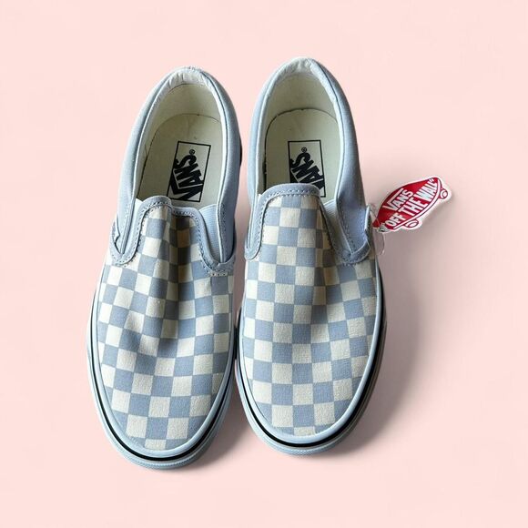 Blue and white checkered Vans slip ons - Picture 1 of 6